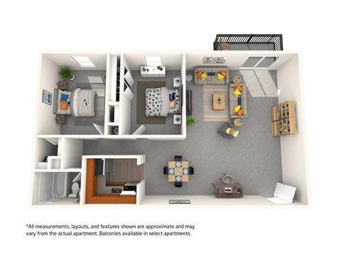 Floor plan for 2 beds, 1 bath, 826 sqft